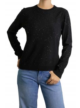 Maglioncino tinta unita con brillantini girocollo 